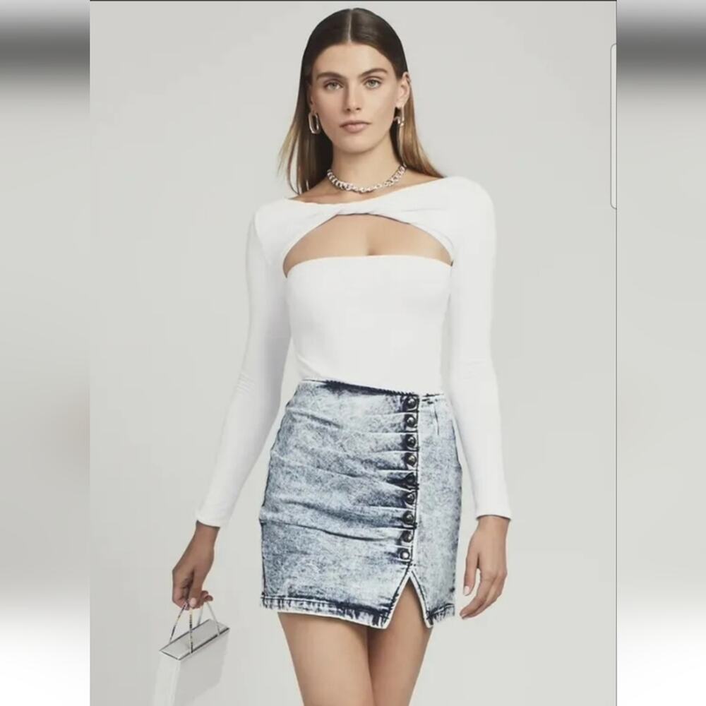 Retrofete Willa Skirt in Light Blue Acid Size XS Button